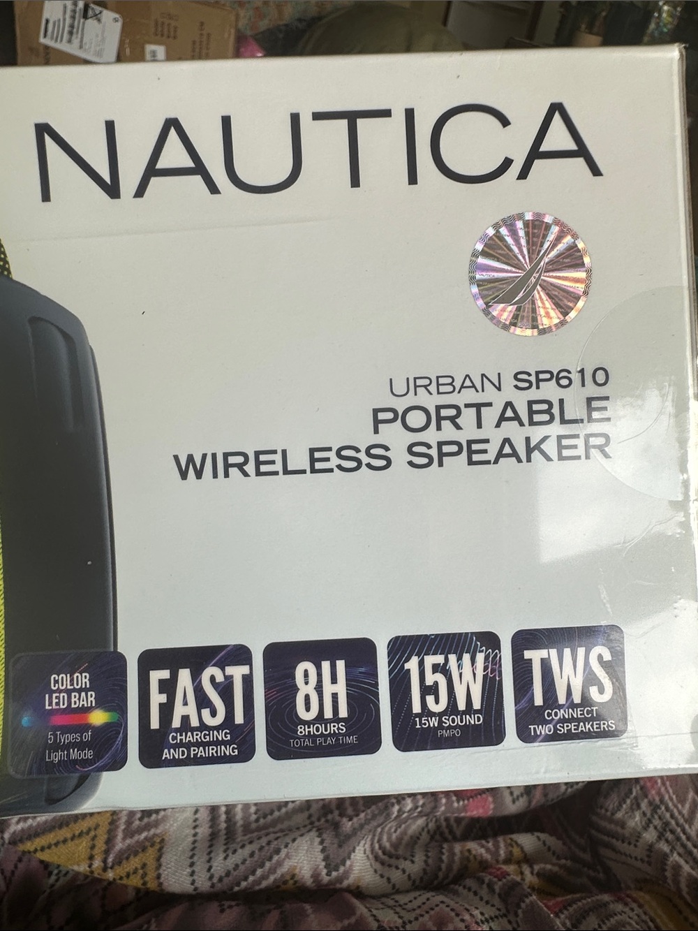 Nautica Portable Wireless Speaker in Black with Neon Green Accent